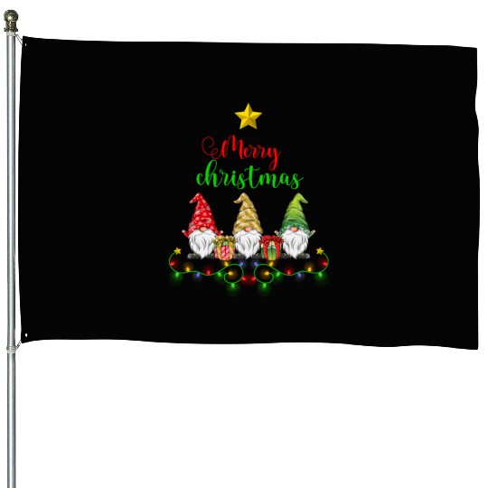 Gnomes Christmas Tree Funny Xmas Holidays House Flags