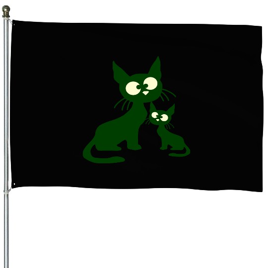 Crazy cat mom dad kitten child kitten family team House Flags