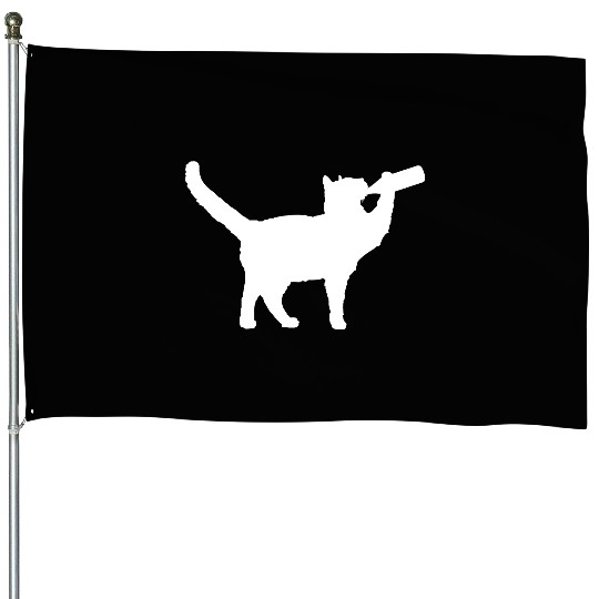 Cat Drinking Funny Beer Bottle Alcohol Fun Party House Flags
