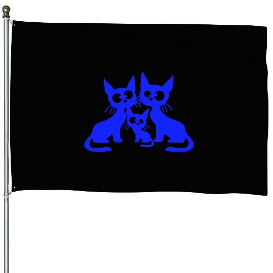 Crazy cat mom dad kitten child kitten family team House Flags