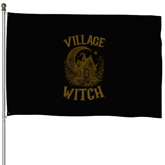 Village Witch Salem Vintage Halloween House Flags