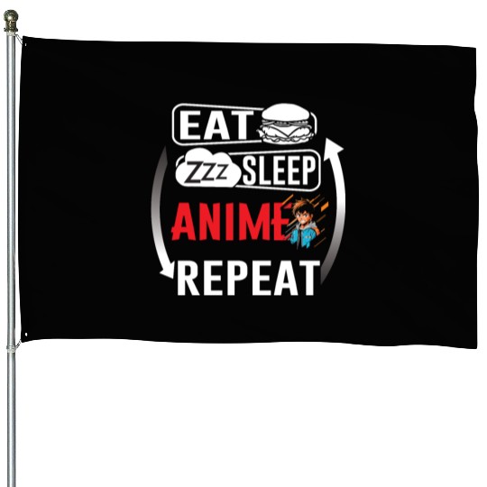 Eat Sleep Anime Repeat Ramen Kawaii Japanese Manga House Flags