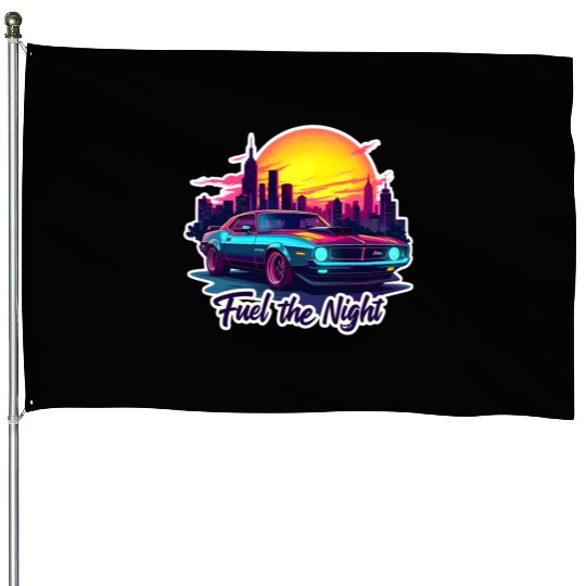 Cyberpunk Muscle Car House Flags