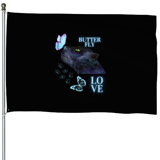 black panther lover butterfly House Flags