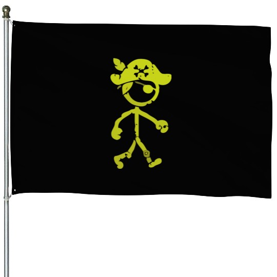 Pirate Stick Figure House Flags Distressed Yellow