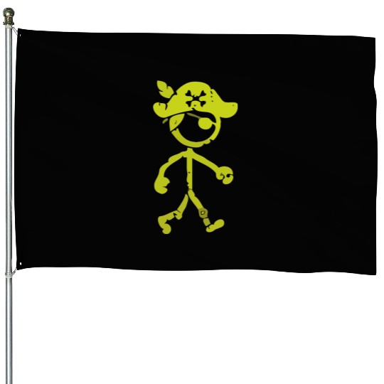 Pirate Stick Figure House Flags Distressed Yellow