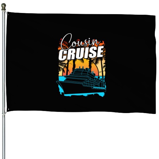 Retro Summer Tropical Beach Vacation Cousin Cruise House Flags