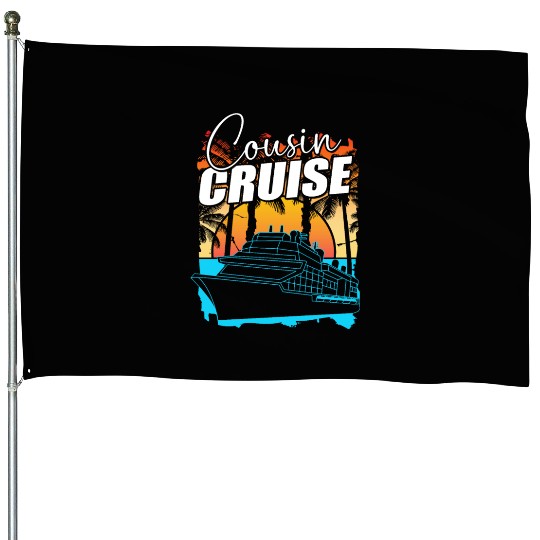 Retro Summer Tropical Beach Vacation Cousin Cruise House Flags