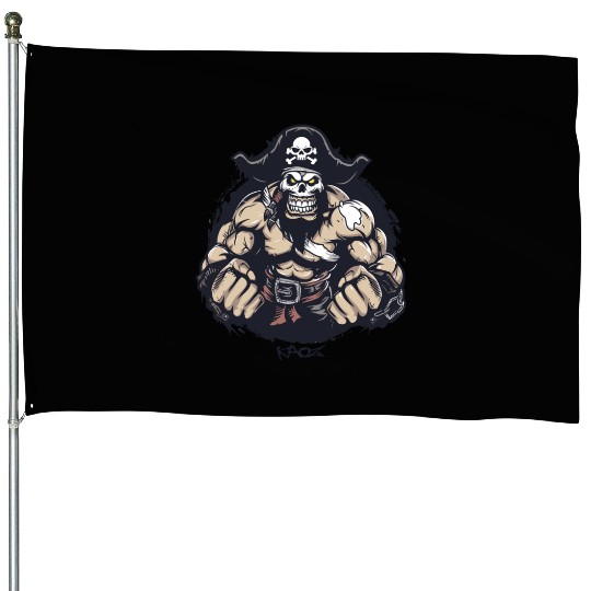 Strong Muscle Wrestler Pirate House Flags