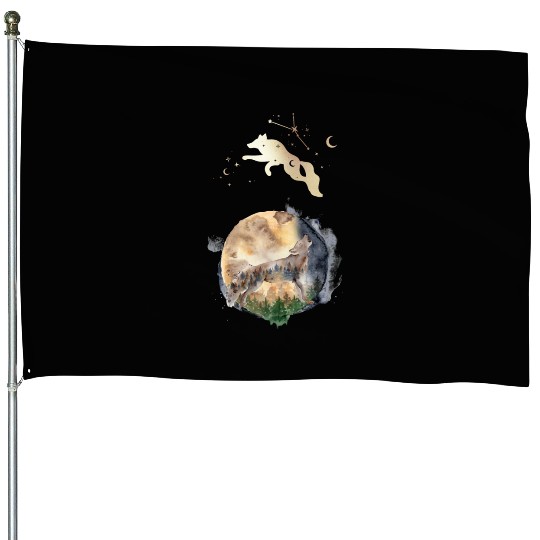 Wolf Moon Magic House Flags