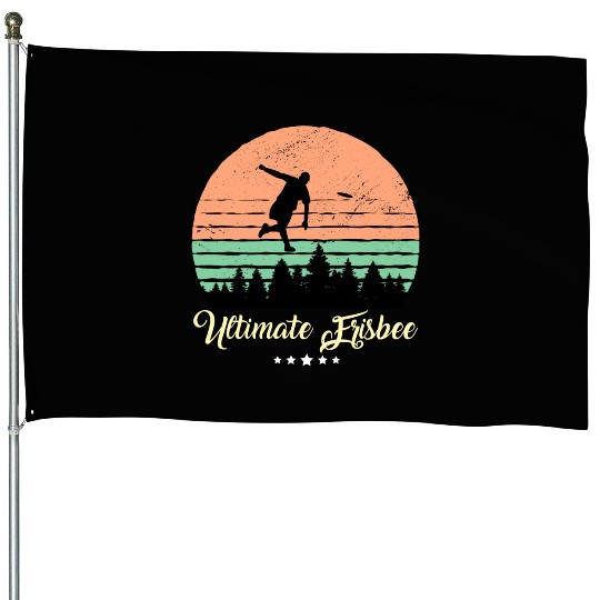 Ultimate Frisbee Vintage Retro Sunset House Flags