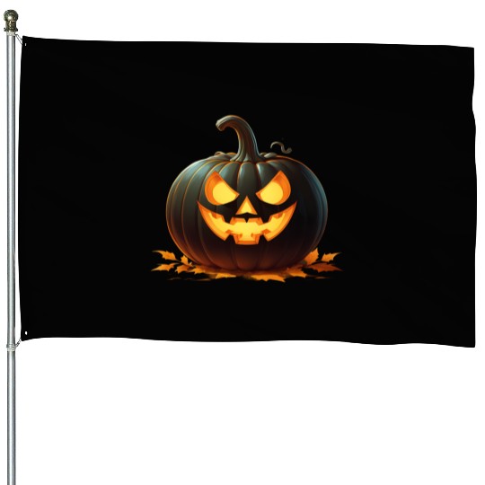 Midnight Glow: Enchanted Halloween Pumpkin House Flags