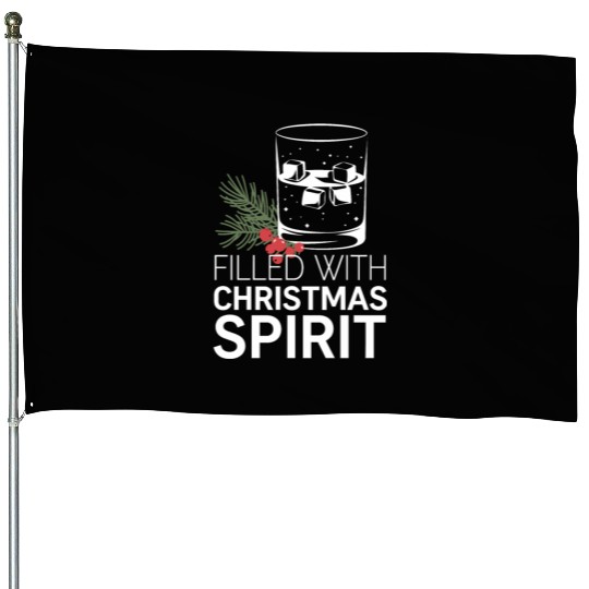 Filled With Christmas Spirit Festive Cheer Artwork House Flags