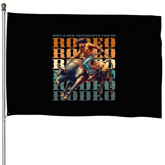 Vintage style Western Bull Rider House Flags