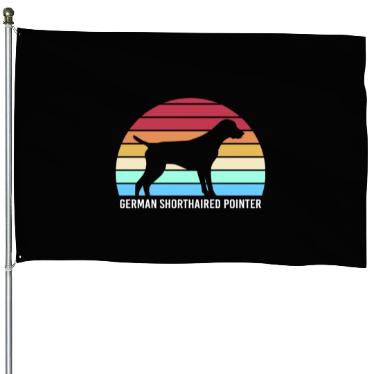 Retro German Shorthaired Pointer Dog Silhouette House Flags