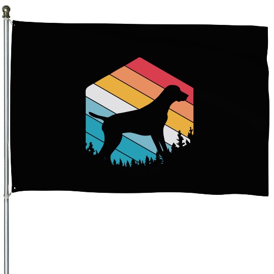 Retro Dog Silhouette German Shorthaired Pointer House Flags