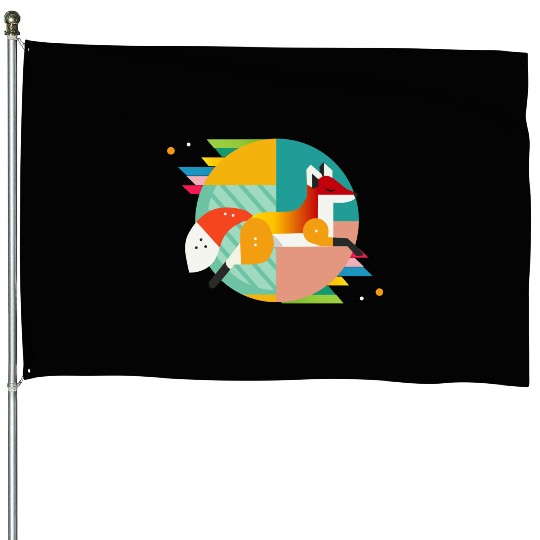 Geometric fox - modern design & closeness to natur House Flags