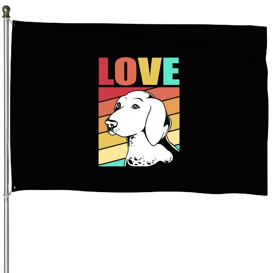 Retro German Shorthaired Pointer Dog I Love My GSP House Flags