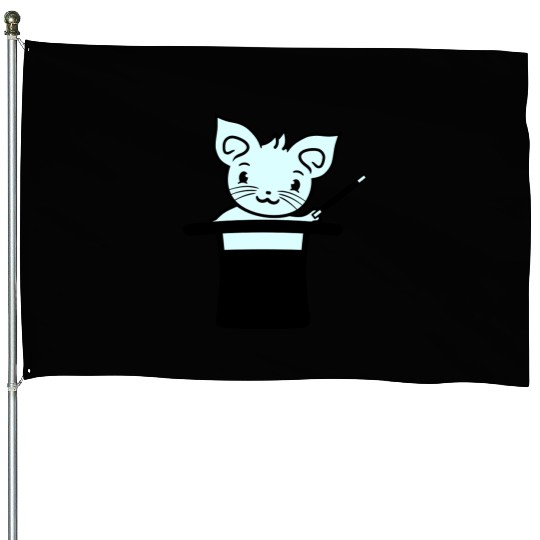 Magical Enchanted Top Hat Cylinder Wizard Cat Sir House Flags