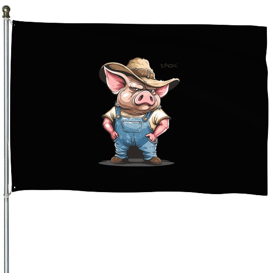 Hillbilly Pig Farmer – Redneck Village Life House Flags
