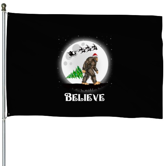 Bigfoot Christmas Tree Lights Believe Sasquatch House Flags