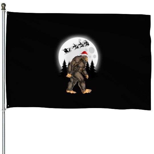 Bigfoot Believe Christmas Tree Sasquatch Santa House Flags