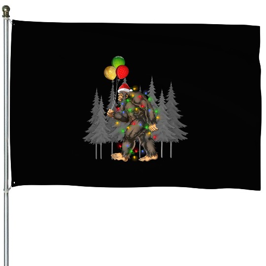 Bigfoot Believe Christmas Tree Sasquatch Santa House Flags