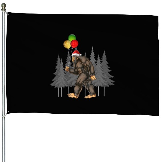 Bigfoot Believe Christmas Tree Sasquatch Santa House Flags