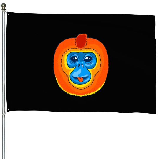 Cute Golden Snub Nosed Monkey Face House Flags