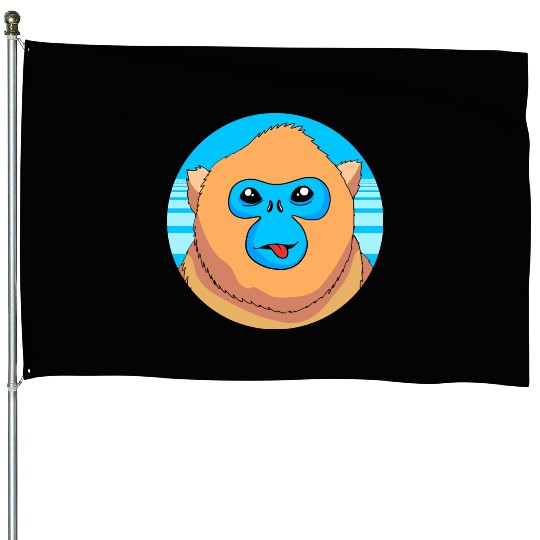 Monkey Lover Cute Snub Nosed Monkey Face House Flags