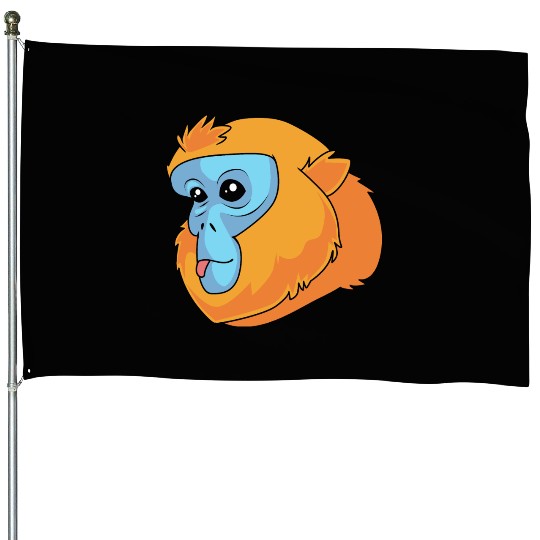 Monkey Lover Golden Snub Nosed Monkey Face House Flags