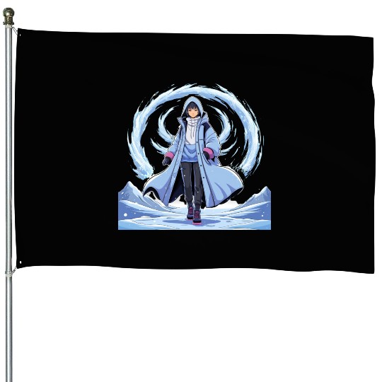 Chill Anime Winter House Flags