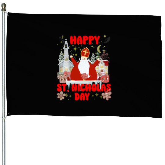 Happy saint Nicholas dayretro logo House Flags