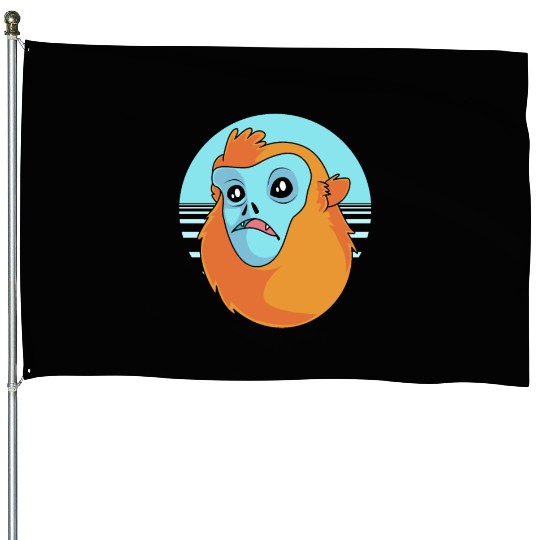 Funny Monkey Face Golden Snub Nosed Monkey House Flags