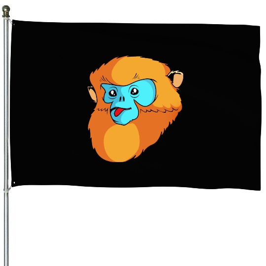 Cute Monkey Face Golden Snub Nosed Monkey Lover House Flags