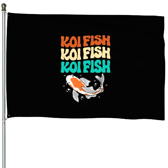 Retro Colorful Koi Fish Japanese Koi Carp Fish House Flags