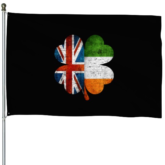 British Irish Shamrock United Kingdom Ireland Flag House Flags