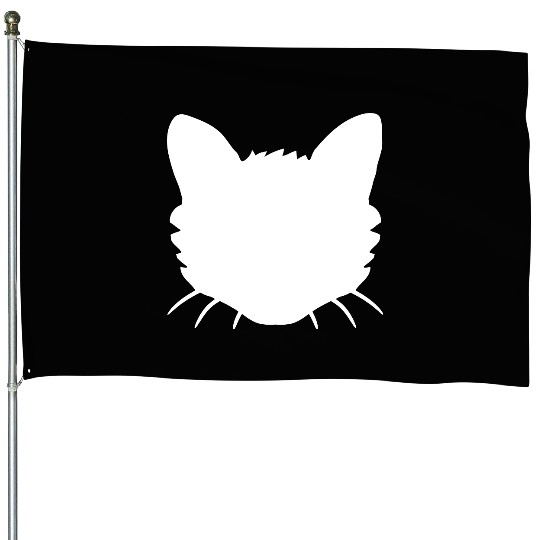 Cat Face Silhouette Kitten Head Outline Outline House Flags