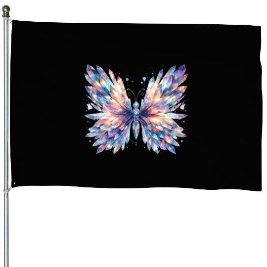 Magical Colorful Butterfly Design House Flags