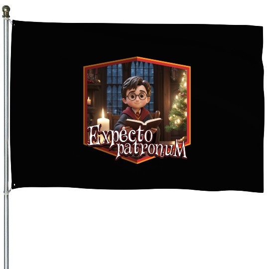 Magical christmas expecto patronum wizard House Flags