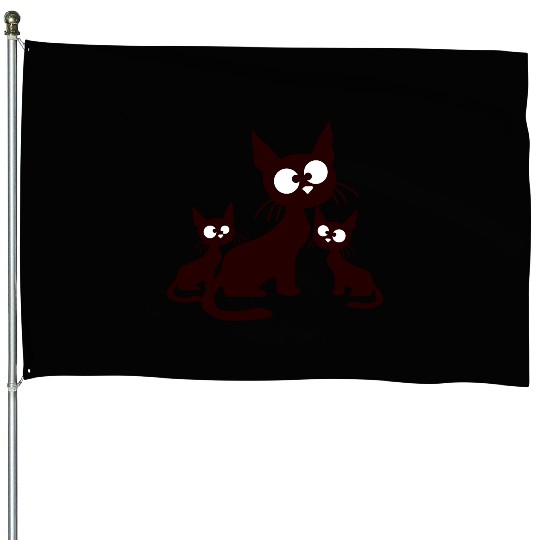 Crazy Cats Family Mom Dad 2 Small Cute Kids Babies House Flags