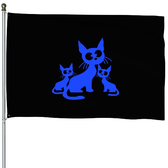 Crazy Cats Family Mom Dad 2 Small Cute Kids Babies House Flags