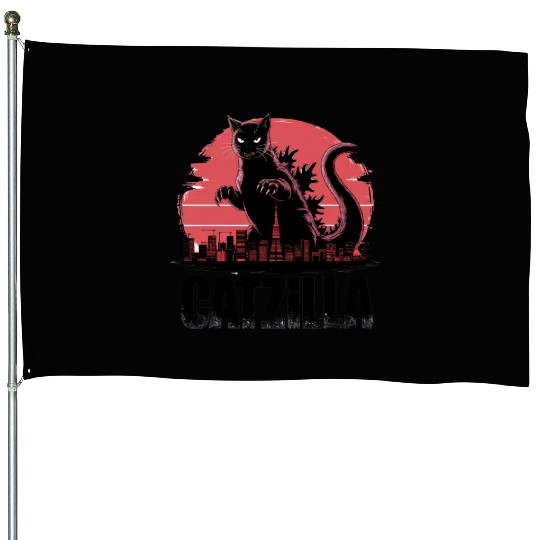 Catzilla: Fierce Feline Monster House Flags