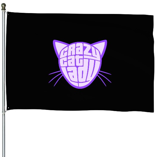 Crazy Cat Lady Text Love Saying Quote Weird Woman House Flags