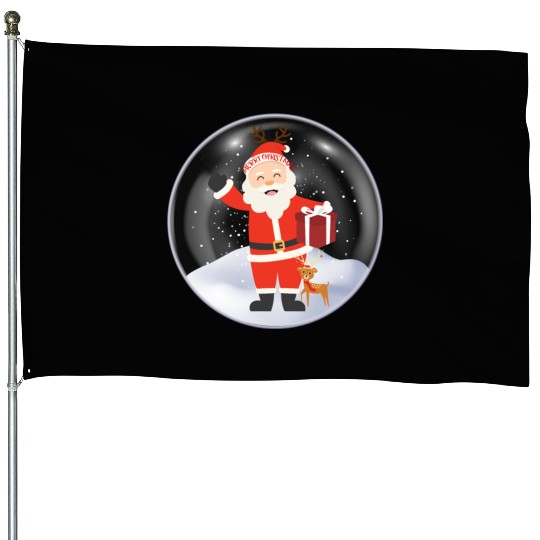 Santa’s Joy: Christmas Snow Globe House Flags