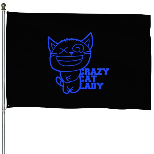 Crazy Cat Lady Text Love Saying Quote Weird Woman House Flags