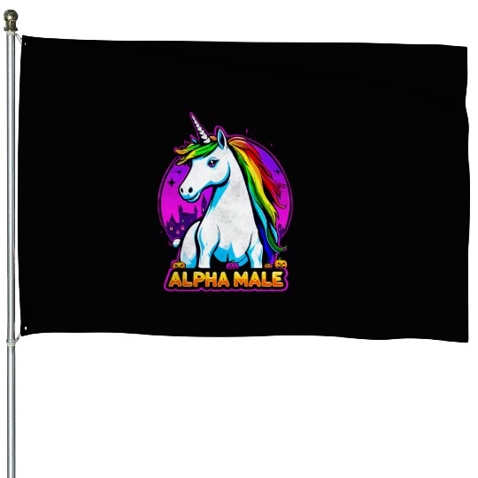 Alpha male LGBT unicorn Halloween Neon Colors House Flags