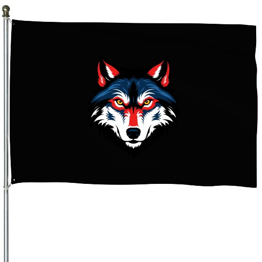 wolf - Eyes of the Wild House Flags
