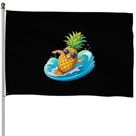Pineapple Surfer House Flags