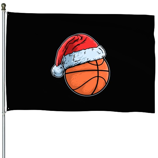Basket Baller Santa Claus Hat Basketball House Flags